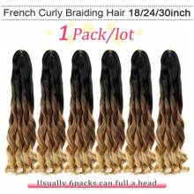 18/24/30 Inch 1 Pack Ombre French Curly Pre-Stretched Fluffy Wavy Curly Hair Extensions, French Curly Braids, Yaki Curly Braiding Hair, Ombre Golden (1B/30/27), Suitable For Halloween - Ombre - View 4