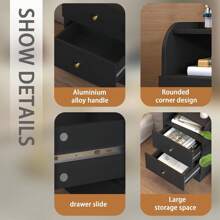 Nightstand With Two Drawers Black Bedside Table Chest Of Drawers With Opening Storage Rack,3 Tiers Modern Night Table For Bedroom Small Spaces Storage Furniture