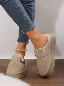 Women's Slippers - Durable And Warm Outdoor Shoes With Non-Slip Comfort, Thickened Soles,  Platform Snow Boots For Winter - 杏色 - 查看 9