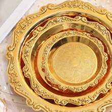 4 peças/1 conjunto Prato de Bolo de Metal, Bandeja de Chá da Tarde, Pastelaria, Porta-copos de Sala de Estar Doméstica, Prato de Lanche, Prato de Frutas, Prato de Armazenamento de Joias, Ornamentos, Cozinha, Presente de Natal