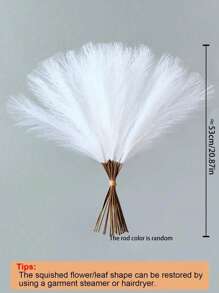 20pcs/10pcs Artificial White Reed Grass Boho Decor Faux Pampas Grass Large Tall Fluffy Artificial Fake Flower Bulrush Reed Grass For Vase Filler, Farmhouse Home Kitchen Bohemian Decoration, Room, Wedding Party Decor