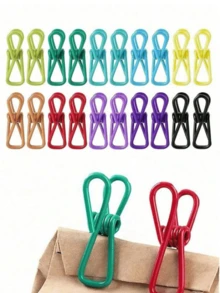 5pcs Chip Clips - Utility PVC-Coated Steel Clips For Sealing Food Packages, Chips Bags, Clothes & Paper - Pack Of 5 (Random Color) - Multicolor - View 2