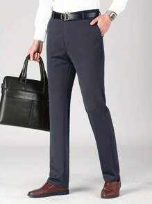 1 Pair Men's Thickened Business Casual Pants, Warm For Autumn/Winter Commuting