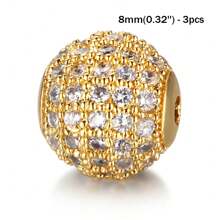 3 件圆形铜珠，带锆石，微密镶 CZ 珠，散装隔珠，用于制作珠宝 DIY 华丽手链项链，饰品珠组合，用于工艺和珠宝设计 - Beads - 查看 12