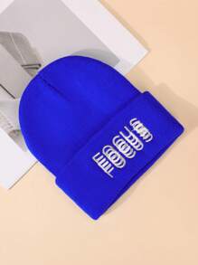 1pc NY Letter Embroidery Beanie Unisex Winter Hats Daily Slouchy Beanies Skull Cap Outdoor Knit Hats For Men Women