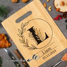 Tábua de Corte de Bambu Personalizada - 26 Opções de Padrão de Letra, Perfeita para Feriados, Aniversários, Aniversários e Mais - Presente Decorativo de Cozinha Elegante e Durável