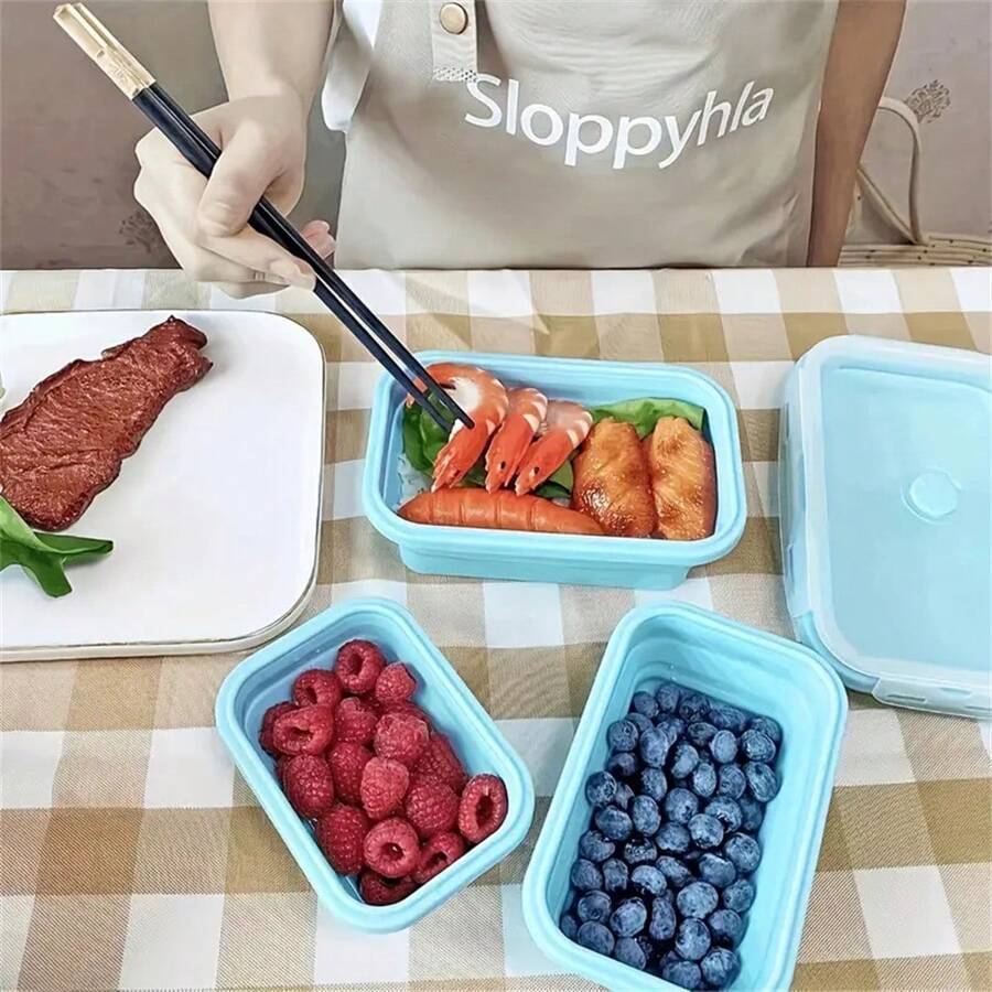 3-4pcs-foldable-silicone-food-containers-bento-box-food-storage