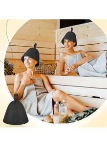 3 件套桑拿帽、桑拿蒸发器帽、桑拿羊毛帽、男女皆宜的 Banya 帽、时尚简约风格灰色加厚吸水干发帽、毛毡桑拿浴帽、水疗浴室桑拿毡帽 - A - 查看 3