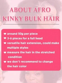 Afro Kinky Curly Human Hair Bulk, 50g Natural Black, For Micro Locs, Twists, Braids, Repair, Dreadlocks, Brazilian Remy Hair Extensions, Unisex - Natural Black - View 9