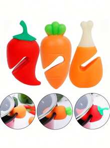 Juego de 3 piezas de levantadores de tapa de olla de silicona, soporte antiderrames y resistente al calor para tapas de ollas, herramienta de cocina duradera - Multicolor - Ver 9