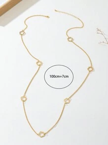 1 件时尚优雅幸运四叶草吊坠毛衣链项链女士情人节礼物 - 金黃色 - 查看 6