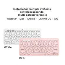 Logitech 蓝牙无线键盘 K380，时尚、轻巧、安静，兼容笔记本电脑、安卓手机、平板电脑、iPad（白色） - 白色 - 查看 4