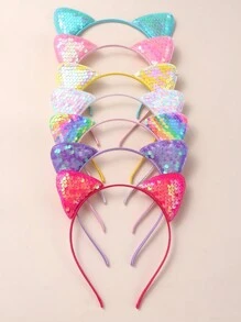 7 件彩色儿童卡通甜美猫耳头带 - 适合节日派对配饰 - 彩色 - 查看 1