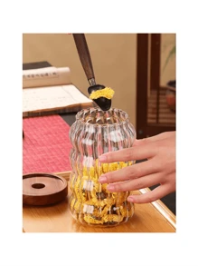 1 件创意谷物玻璃储物罐，带红木盖，密封硼硅酸盐玻璃咖啡豆罐 - 彩色 - 查看 8