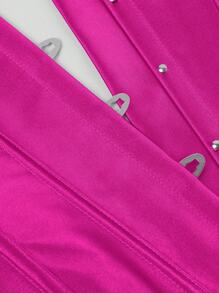 Corset Top Strapless Corset Bodyshaper Bustier Lingerie Satin Lace Up Boned Corset Vintage Corsets For Women - 玫紅色 - 查看 4