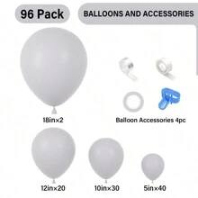50/96-pack grijze ballonnen, verschillende maten 18/12/10/5 inch grijze ballonkransboogset, geschikt voor bruiloften, bruidsdouches, verjaardagen, diploma-uitreikingen, jubilea en individuele decoraties