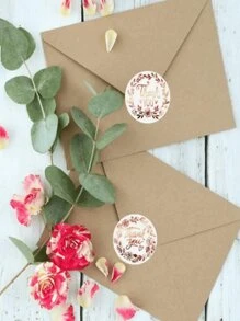 Rollo de 500 pegatinas con flores y texto 'Gracias' - Ideal para regalos de Acción de Gracias y decoración de tarjetas