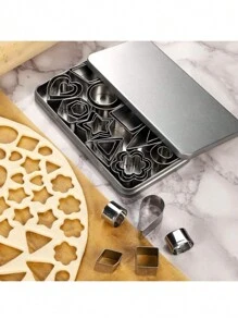 30 件饼干切具套装带盒，小号不锈钢花朵方形心形圆形星形三角形椭圆形饼干切具，聚合物粘土切具 - 餅乾模具30件套 - 查看 5