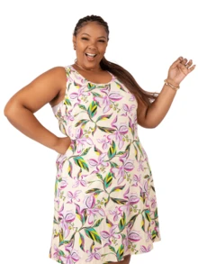 Women's Plus Size Loose Dress - Rose Red - View 4
