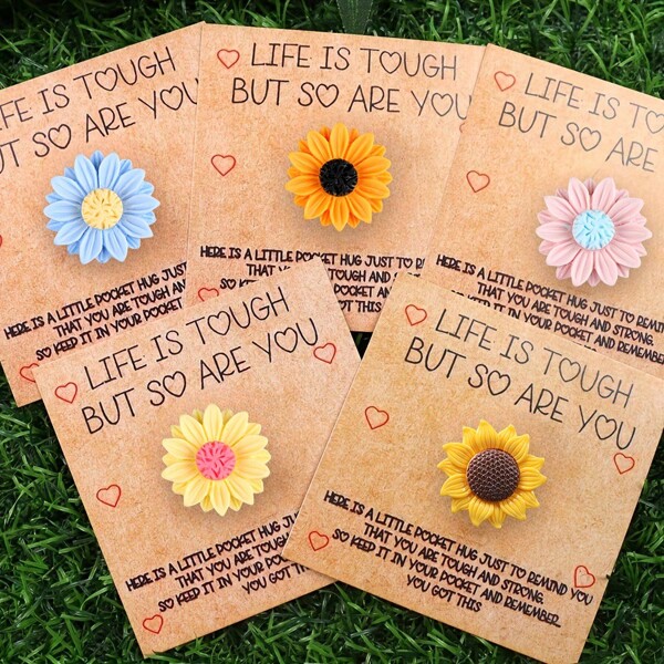 1pc/5pcs Inspirational Sunflower Embrace Pocket Card ,Cartoon Sunflower Decor, Perfect Small Gift For Anyone - Perfect For Birthdays, Weddings, Valentine's & More - Thoughtful Mini Gift With Encouragement Greeting