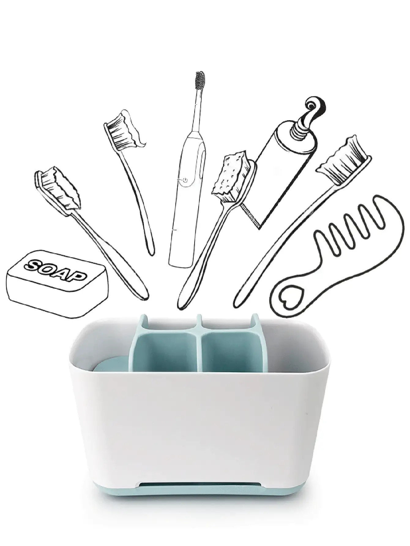 1 件浴室电动牙刷架，可拆卸 6 槽支架，带防滑底座，方便家庭使用家居浴室装饰秋季装饰返校 - 彩色 - 查看 4