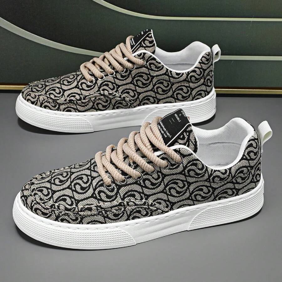 Giày vải thoáng khí cổ thấp cho nam, buộc dây, đơn giản và thoải mái, đa năng, phong cách, chống trượt - màu đen - Xem 1