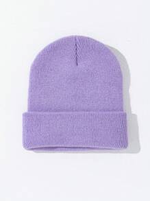 1pc Ladies' Solid Color Fashionable Simple Knit Hat, Beanies Hat Winter Fall - Multicolor - View 24