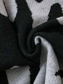 1件青少年男童复古休闲柔软拼接套头毛衣，保暖户外针织衫，春/秋/冬 - 黑色 - 查看 3