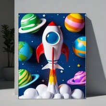 Kit 3 Astronaut Frames In Children's Space Decorative Boy's Room Sticker - 07 - 查看 4