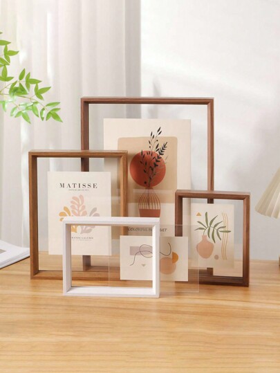1 Double-Sided Photo Frame, High Transparent Acrylic Glass Wood Plastic Retro Photo Frame, Diy Photo Frame, Can Be Used To Place Photos. Suitable For Living Room, Bedroom Decoration, Holiday Party, Birthday Gift, Home Decoration, Interior Decoration, Creative Desktop Plant Specimen Storage, Valentine's Day Gift, Graduation Gift, Graduation Season Memory Photo Storage