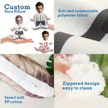 1pc Customized 3D Printed Face Design Throw Pillow, Personalized Photo Cushion, Made Of Soft Plush Polyester Fabric, Unique Couples Gift, Suitable For Sofa, Living Room, Car, Bedroom - Double-Sided Printing, Zipper Closure