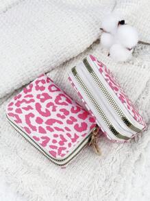 植物图案花朵图案双拉链钱包多功能零钱包字母图案卡夹多卡位卡片收纳盒信用卡学校用品宿舍钱包女士小钱包钱包小钱包 - 彩色 - 查看 19