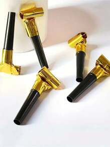 20PCS Black And Gold Party Whistles - Noise Atmosphere Makers For Birthdays, Graduation Celebrations, Mother's Day And Wedding, Babyshower Parties - Multicolor - View 6