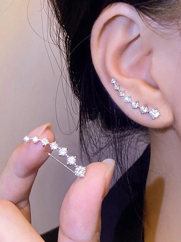 1 Pair Of Exquisite, Elegant, Luxurious, Sparkling Seven Star Earrings, Fashionable And Casual Style, Jewelry Accessories, Suitable For Women's Daily Wear, Holiday Gifts, Ideal Choice For Valentine's Day, Suitable For All Seasons Valentines,Mom,Mother,Mother's Day,Gift