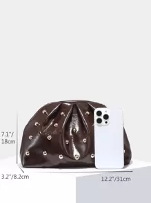 1 buah Tas Clutch Lipat Minimalis Vintage Bergaya Awan dengan Klip, Kapasitas Besar, Cocok untuk Penggunaan Sehari-hari dan Pesta - Coffee Brown - View 7