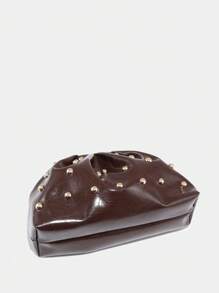 1 buah Tas Clutch Lipat Minimalis Vintage Bergaya Awan dengan Klip, Kapasitas Besar, Cocok untuk Penggunaan Sehari-hari dan Pesta - Coffee Brown - View 4