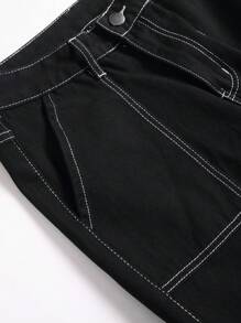 Men's Fashion Outdoor Versatile Multi-Pocket Black Denim Jeans