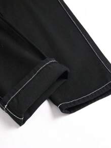 Men's Fashion Outdoor Versatile Multi-Pocket Black Denim Jeans