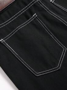 Men's Fashion Outdoor Versatile Multi-Pocket Black Denim Jeans
