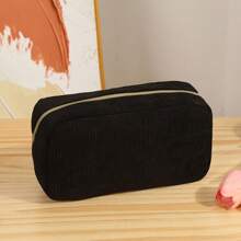 1 Pc Corduroy Beauty Storage Bag - Corduroy Portable Clutch Large Capacity Cosmetic Bag Travel Storage Bag Women's Cosmetic Bag Lightweight And Simple Large Capacity Zipper Portable Washing Bag - Multifunctional Storage Bag Solid Color Hand Washable Casual Simple Daily Storage Clutch Fashion Cosmetic Bag Suitable For Storing Cosmetics, Daily Necessities, Mobile Phones, Headphones And Other Daily Necessities Travel Bag Essential - Multicolor - View 4