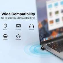 USB Bluetooth Adapter, 5.3 Bluetooth Adapter For PC, Plug & Play For Windows 11/10/8.1, Bluetooth Receiver & Transmitter Only Compatible With Desktop Laptop For Keyboard/Mouse/Headphone/Speakers/Printer