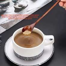 2pcs/4pcs/6pcs/10pcs Long Handle Wooden Coffee Spoon, Long Handle Stirring Spoon, Dessert Spoon, Honey Spoon, Long Handle Small Spoon Back To School - Brown - View 2