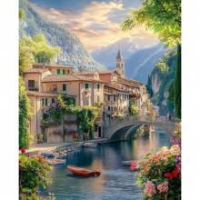 1pc Landscape Paint By Number Building Pictures By Number Drawing On Canvas Handpainted Art Gift Kit Diy Decoration 40x50cm/16x20inch Without Frame Gifts Birthday Graduation - 40x50cm - View 1