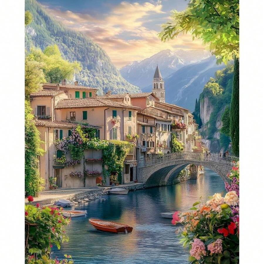 1pc Landscape Paint By Number Building Pictures By Number Drawing On Canvas Handpainted Art Gift Kit Diy Decoration 40x50cm/16x20inch Without Frame Gifts Birthday Graduation - 40x50cm - View 1