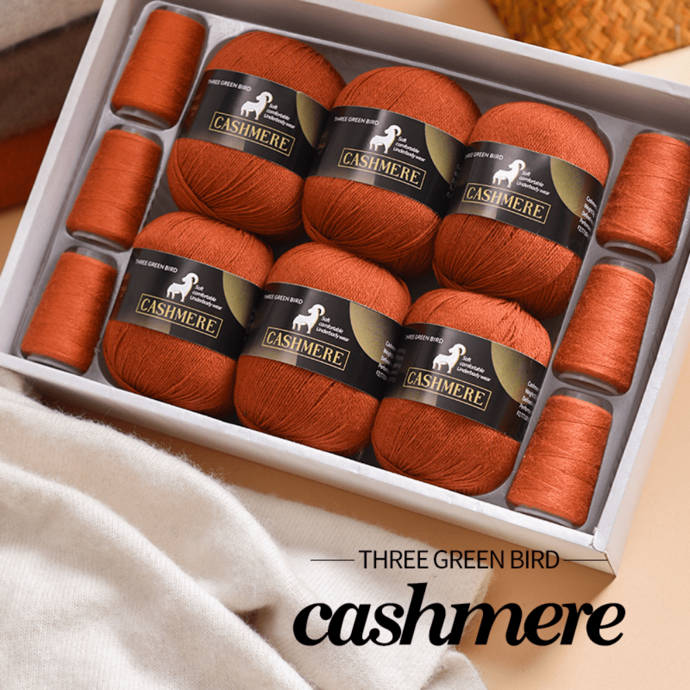 6 Balls/300g Cashmere Yarn, With 6 Skeins Cashmere Companion Yarn, For Knitting Sweaters, Vests, Shawls And Other Crochet Crafts