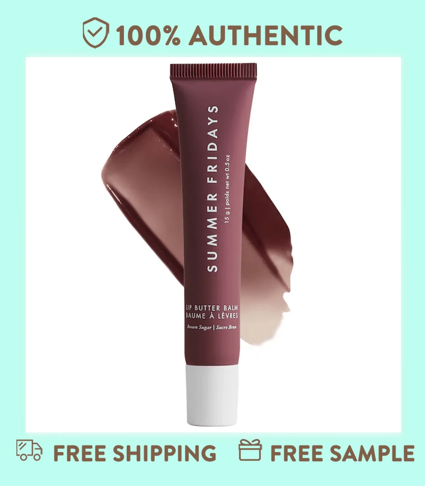 0.5 Oz/ 15 G  Lip Butter Balm For Hydration & Shine Color: Vanilla Beige - Brown Sugar - View 1