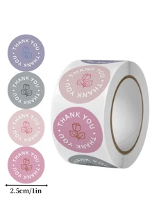 Rollo de 500 pegatinas con flores y texto 'Gracias' - Ideal para regalos de Acción de Gracias y decoración de tarjetas