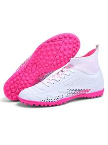 1 双男女通用足球钉鞋，硬地/人造草钉足球鞋，高帮户外运动运动鞋，适合球队、足球、防滑橡胶鞋底、轻质高性能设计，厂家直销