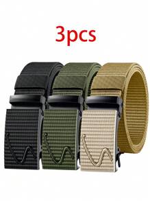 Set de 3 Cinturones de nilón Nuevos Cinturones militares y tácticos de hombre para uso al aire libre, entrenamiento pesado y caza