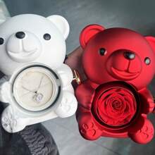 1Pc Creative Rotating Rose Jewelry Box Red Soap Flower Bear Gifts Box Pink Necklace Storage Ring Gift Case For Women